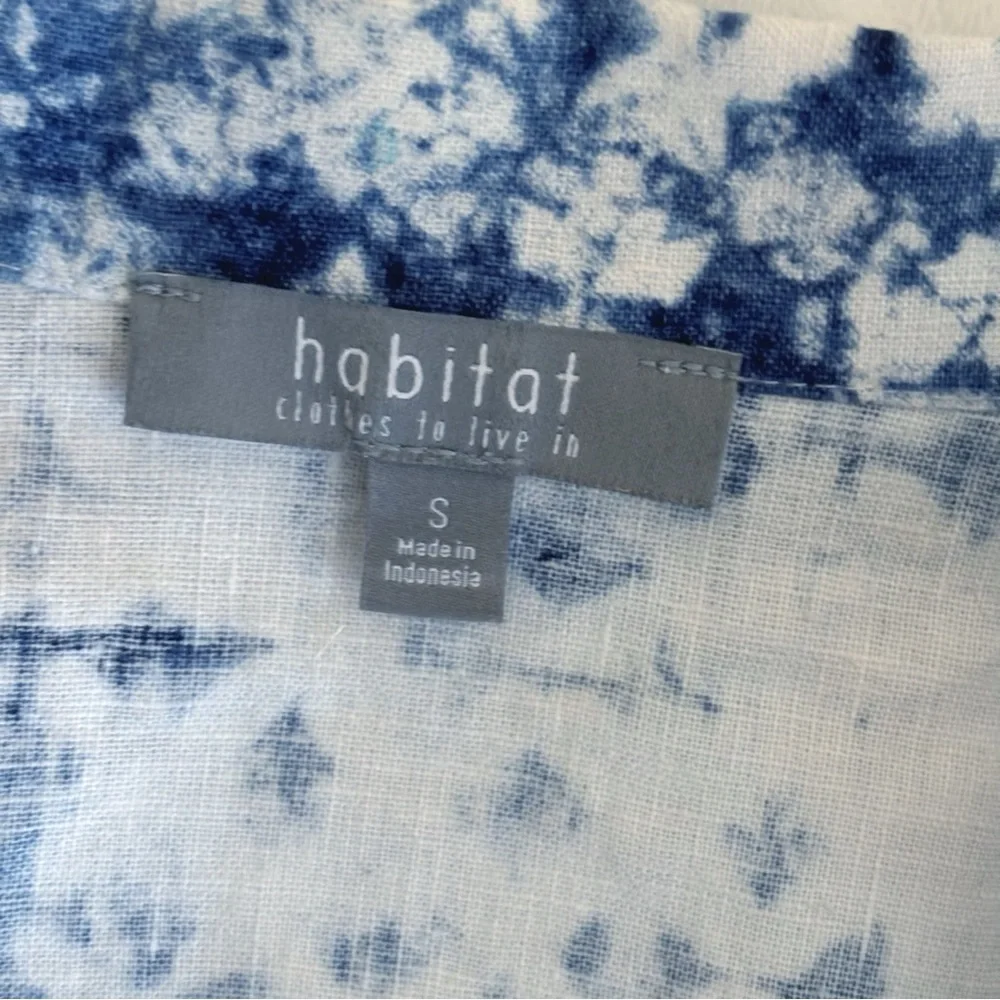 Habitat Batik Tie Dye Linen Button Front Shirt Small Coastal Grandma